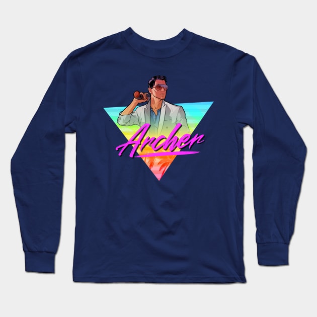 Archer 80s Design Long Sleeve T-Shirt by WorldsFair